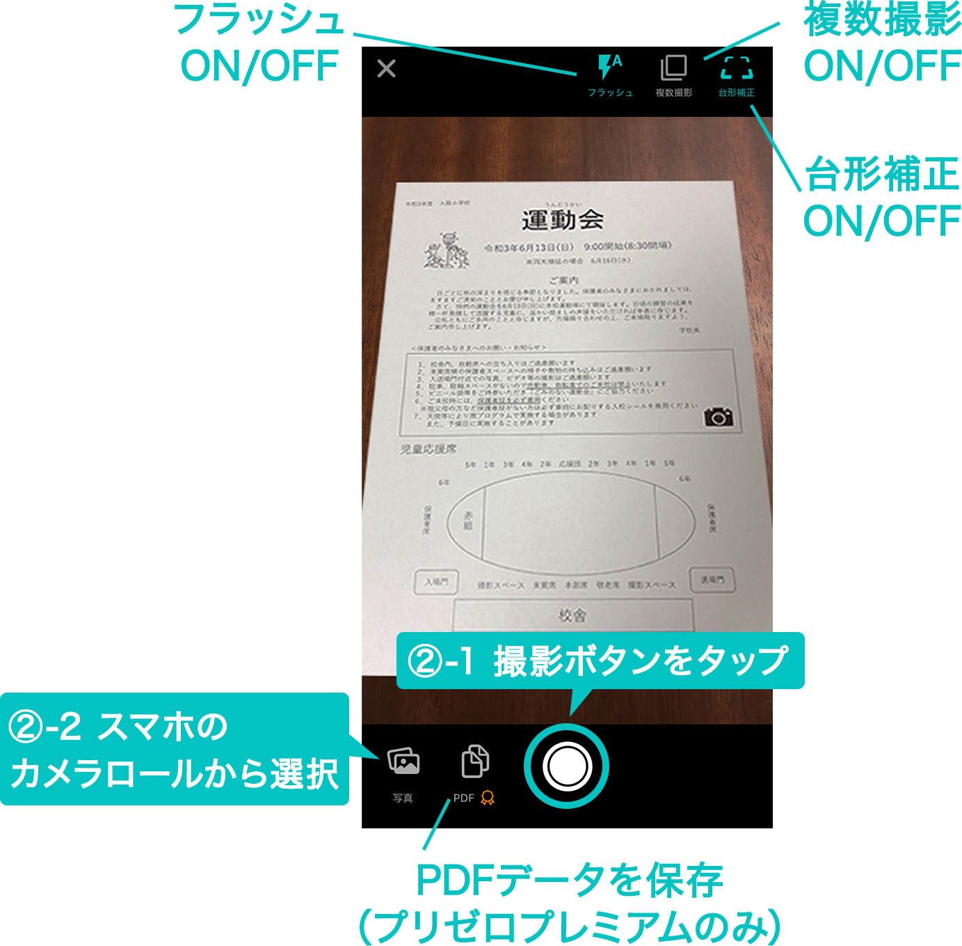 （カメラロールから選択する場合）保存するプリントの画像をタップ